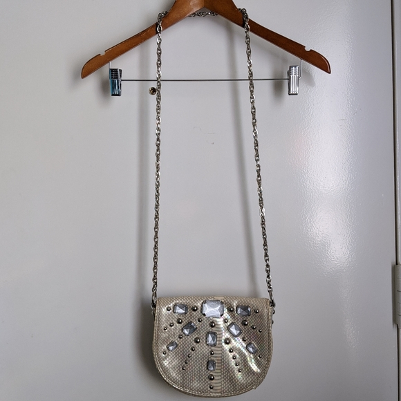 🆕 Rafe Belle Iridescent Faux Snakeskin Silver Gold Crossbody Chain Purse Bag - Picture 3 of 16